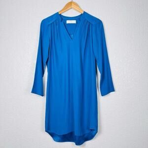 Amanda Uprichard Shift Dress Womens Size Small‎ Teal 100% Silk Long Sleeve
